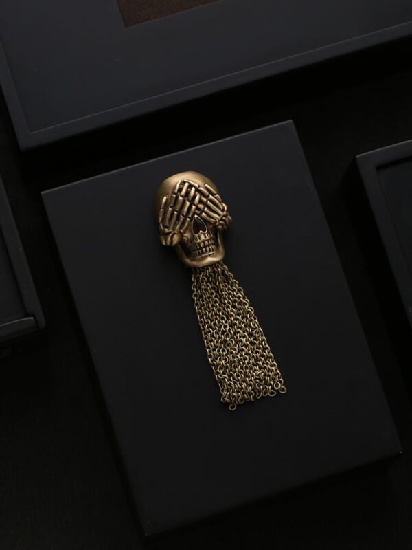 The Mizaru Inspired Skull Brooch