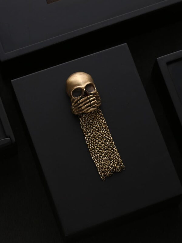 The Iwazaru Inspired Skull Brooch
