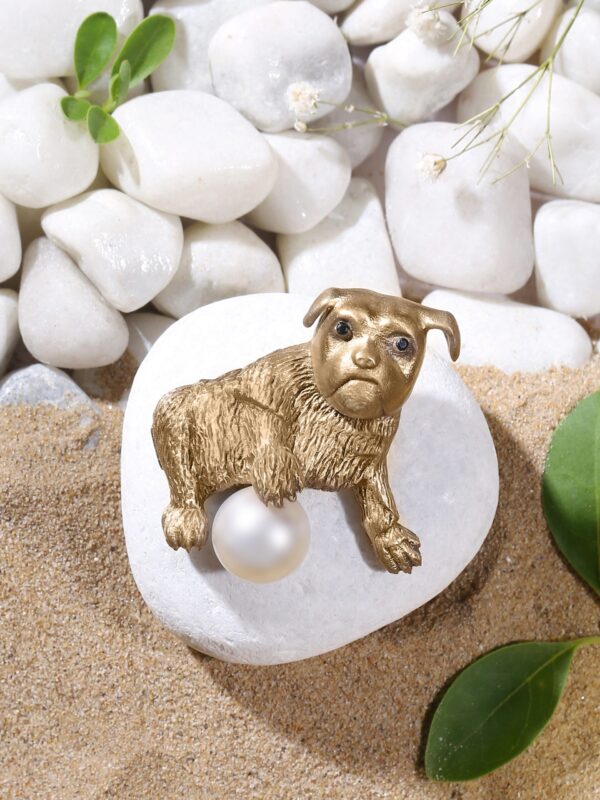 Dog and the ball brooch