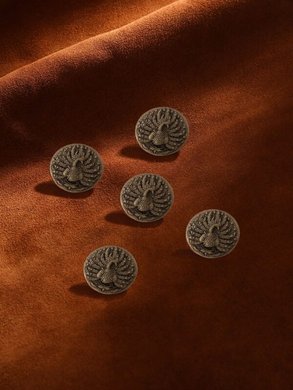 Silver Peacock Button