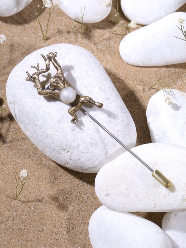 Pearl Monkey lapel pin