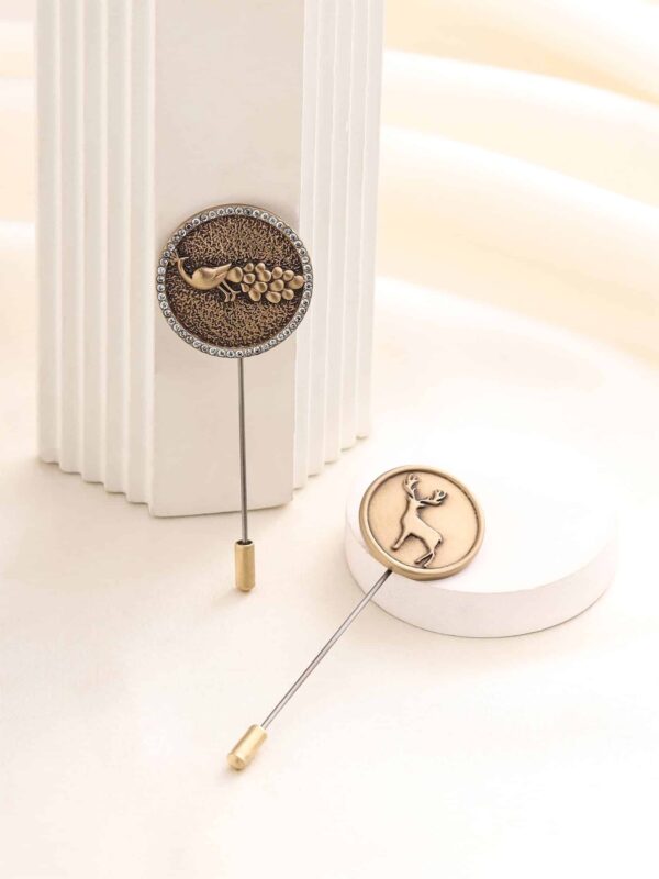 Peacock & Stag Lapel Pin Duo Gift Set