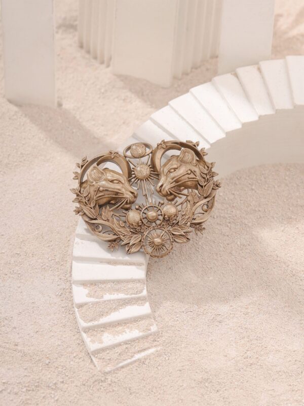 Celestial Twin Lions Brooch