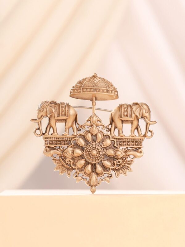 Regal Elephant Chariot Brooch