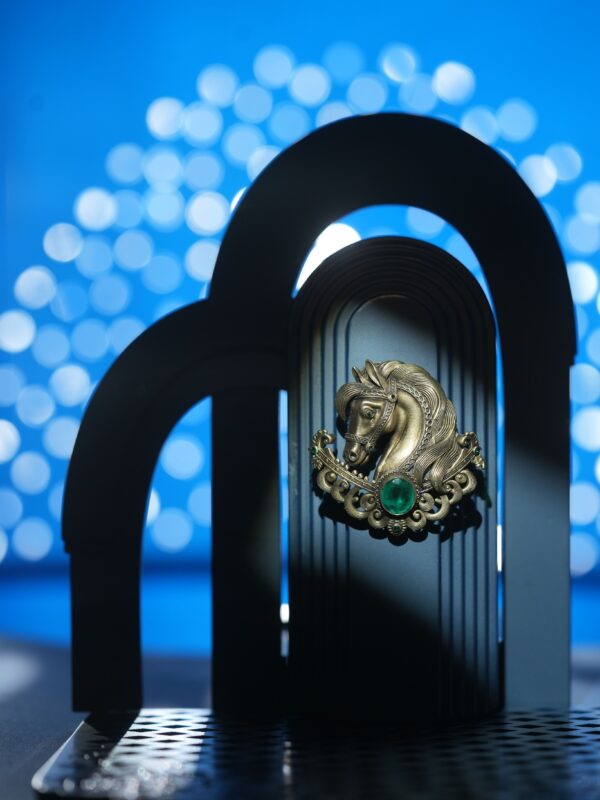 Imperial Horse Emerald Brooch