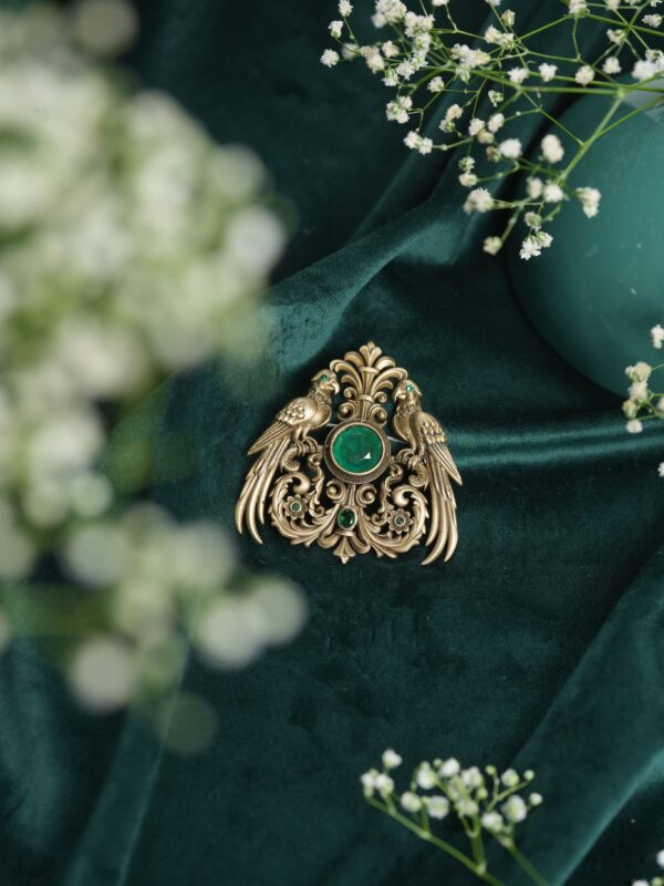 Emerald Stallion Crest Brooch