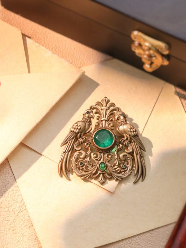 Emerald Stallion Crest Brooch