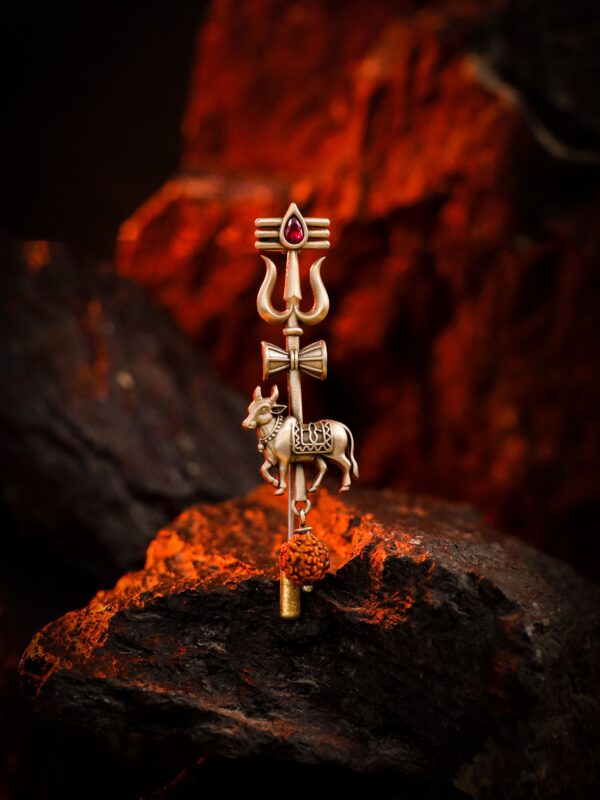 Sacred Trishul Nandi Lapel Pin